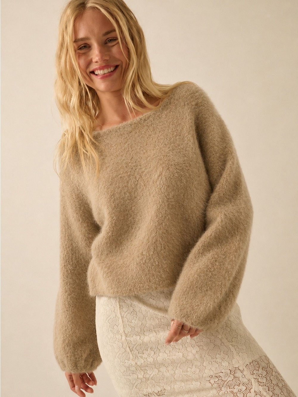 Promesea keep me worn tan sweater